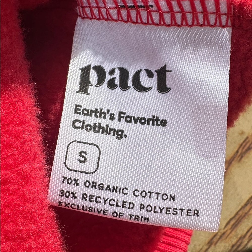 Pact Organics Women’s V-Neck Red Pullover Sweatshirt - Picture 4 of 4